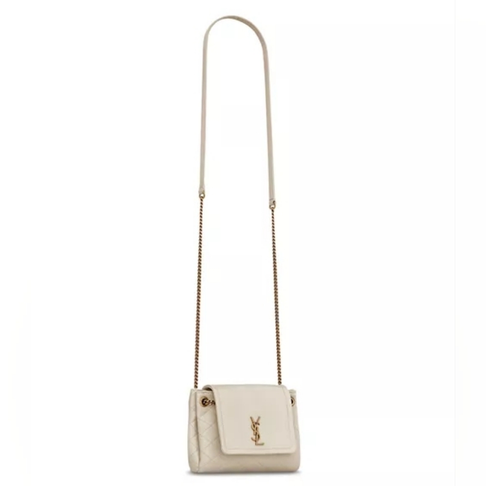 Like NEW! YSL SAINT LAURENT Nolita Mini Blanc Vintage Lambskin Shoulder Bag GABY - Picture 13 of 16